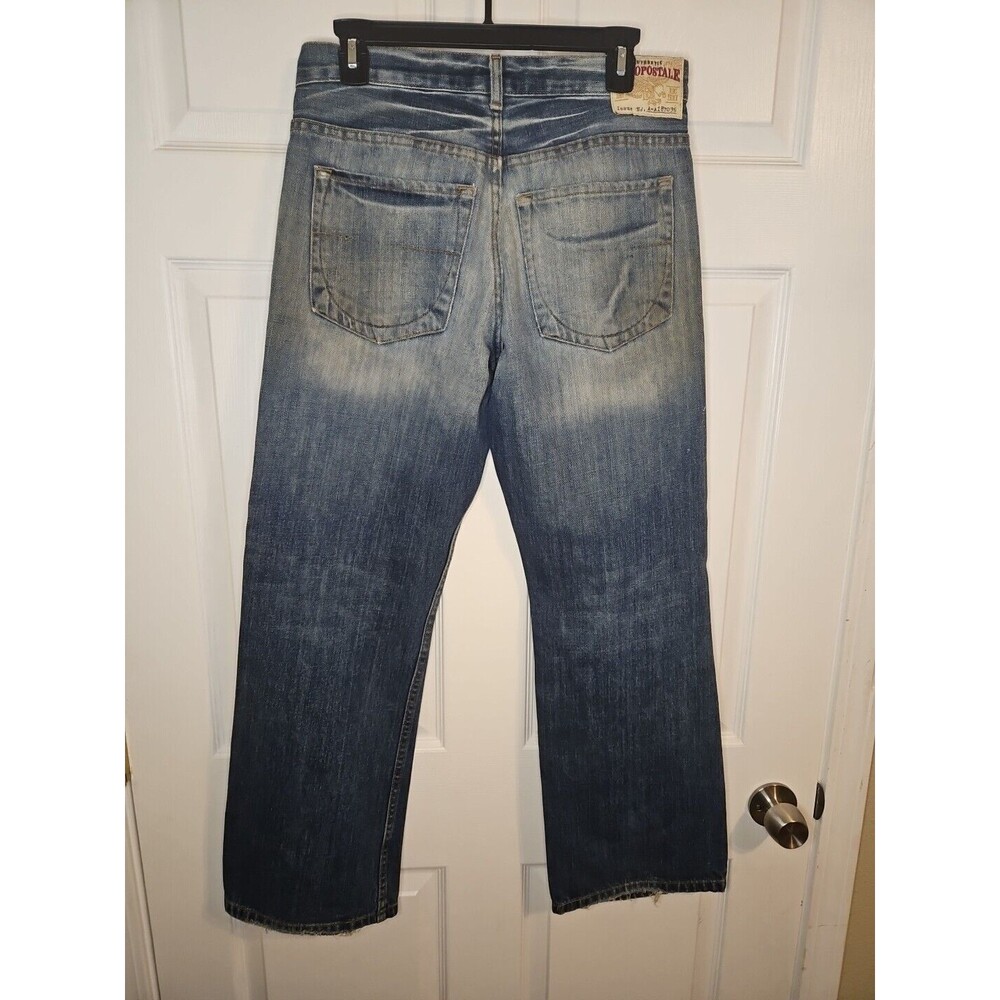 Vintage Aeropostale Bootcut Jeans Mens 30x30 Medium Dark Wash Distressed Acid